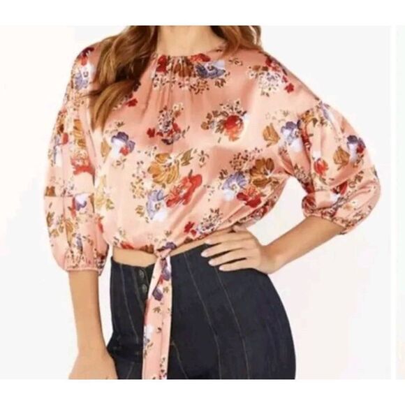 Cinq a Sept Cinq a Sept Pascale Silk Top Floral Pink Size Medium - Picture 1 of 4